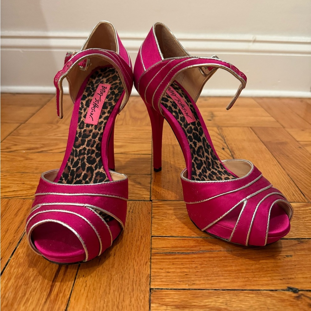 Betsey Johnson Fuchsia Strappy Heels